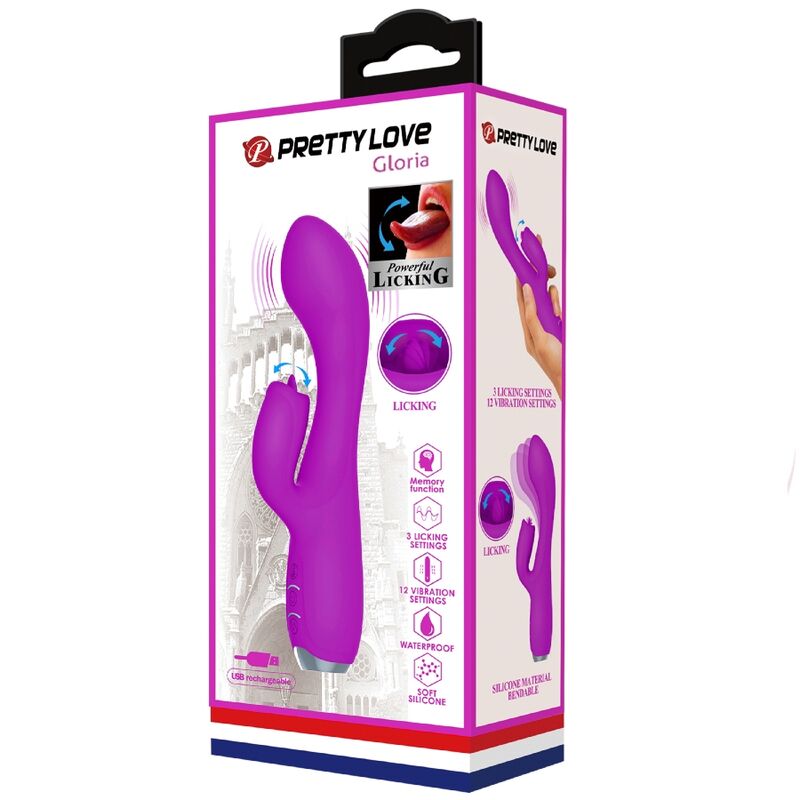 PRETTY LOVE - GLORIA RECHARGEABLE RABBIT VIBRATOR - WATERPROOF PURPLE - Kink&Play