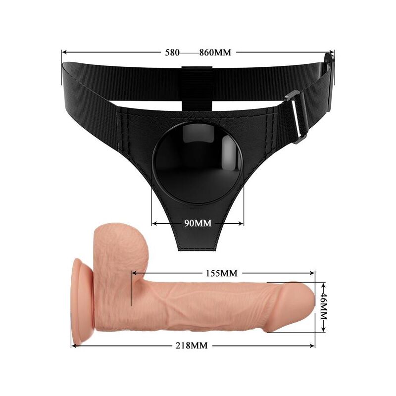 PRETTY LOVE - HARNESS BRIEFS UNIVERSAL HARNESS WITH DILDO JERRY 21.8 CM NATURAL - Kink&Play