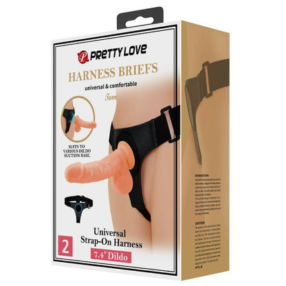 PRETTY LOVE - HARNESS BRIEFS UNIVERSAL HARNESS WITH DILDO TOM 20 CM NATURAL - Kink&Play