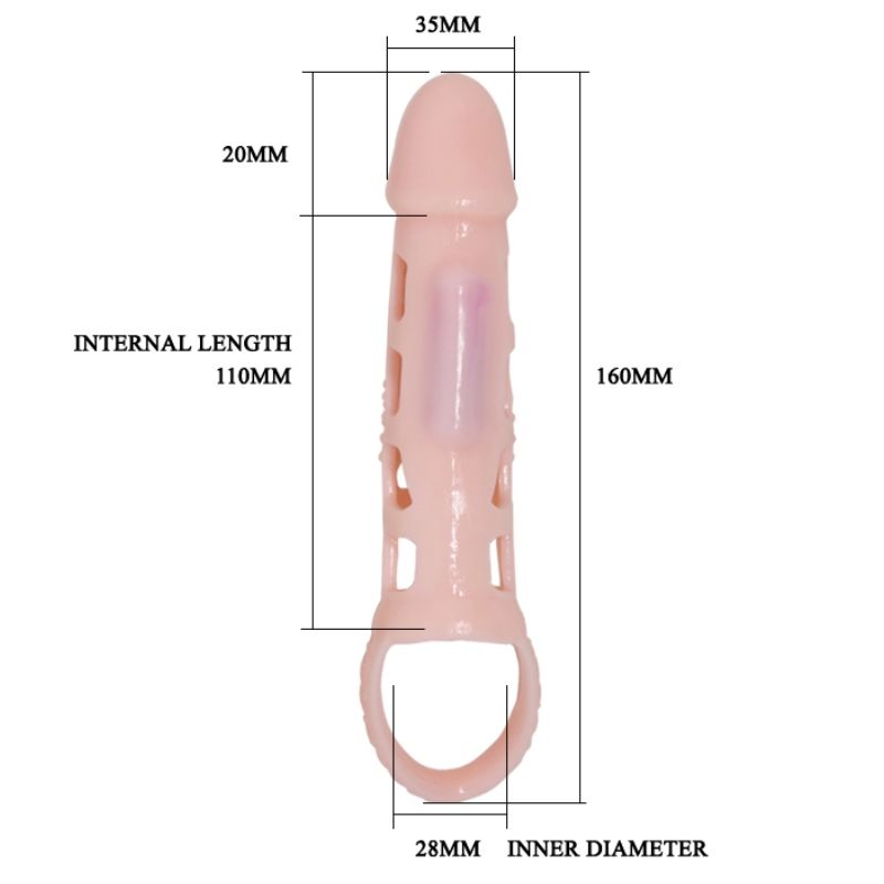 PRETTY LOVE - HARRISON PENIS EXTENDER COVER WITH VIBRATION AND STRAP 13.5 CM - Kink&Play