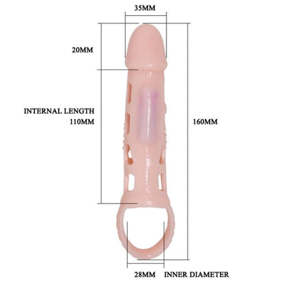 PRETTY LOVE - HARRISON PENIS EXTENDER COVER WITH VIBRATION AND STRAP 13.5 CM - Kink&Play