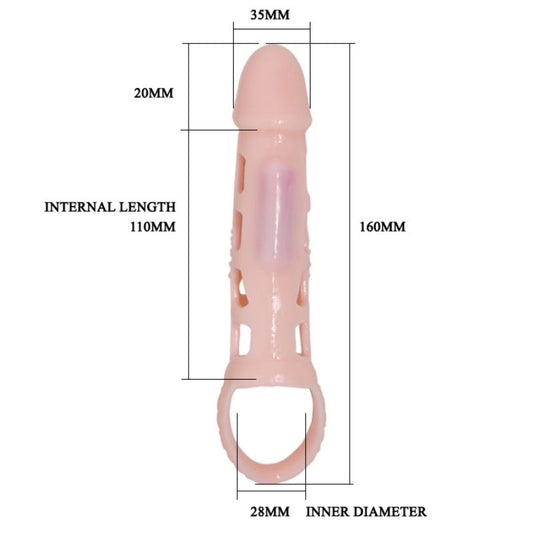 PRETTY LOVE - HARRISON PENIS EXTENDER COVER WITH VIBRATION AND STRAP 13.5 CM - Kink&Play