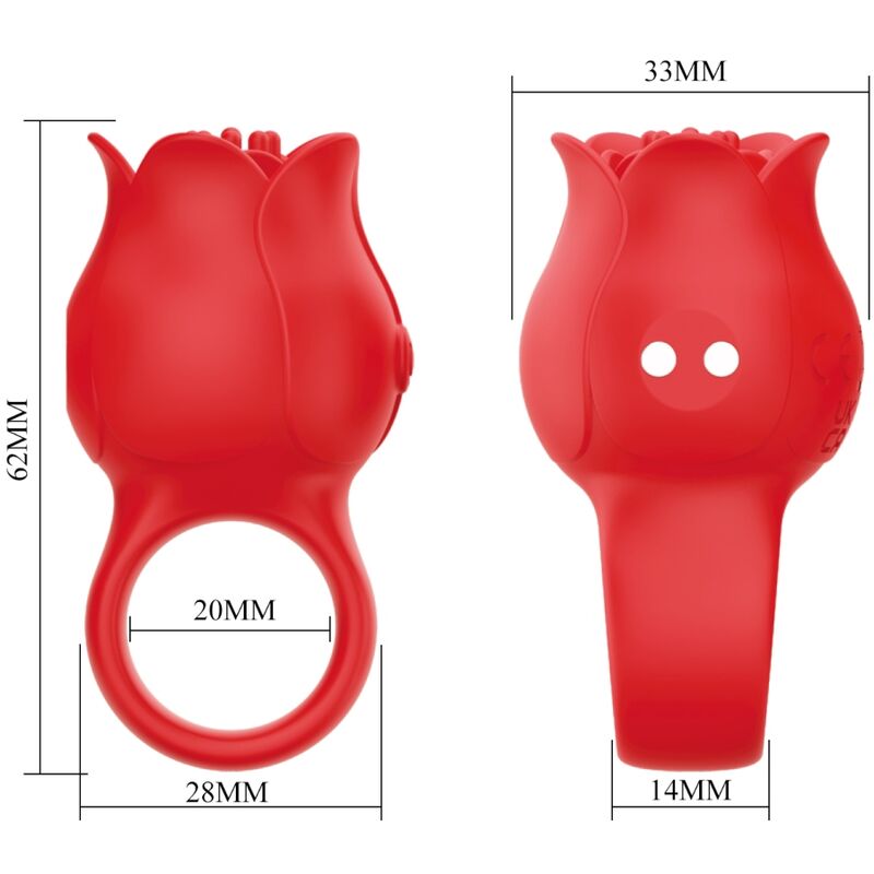 PRETTY LOVE - JAE ROSE SHAPED FINGER VIBRATOR 10 VIBRATIONS RED - Kink&Play