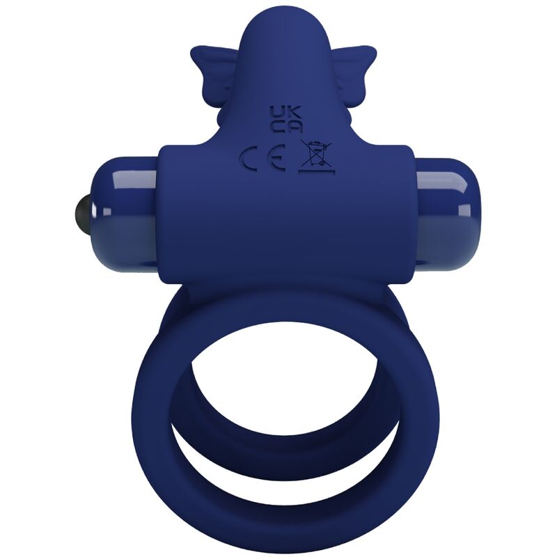 PRETTY LOVE - JAMELE DOUBLE RING WITH VIBRATION & BUTTERFLY STIMULATOR BLUE - Kink&Play
