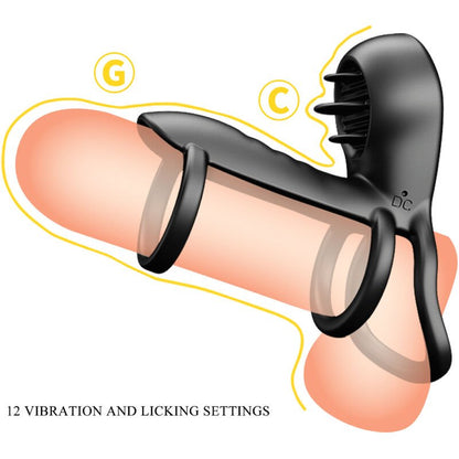 PRETTY LOVE - JAMMY PENIS SHEATH 12 VIBRATIONS WITH RECHARGEABLE SILICONE TONGUE - Kink&Play