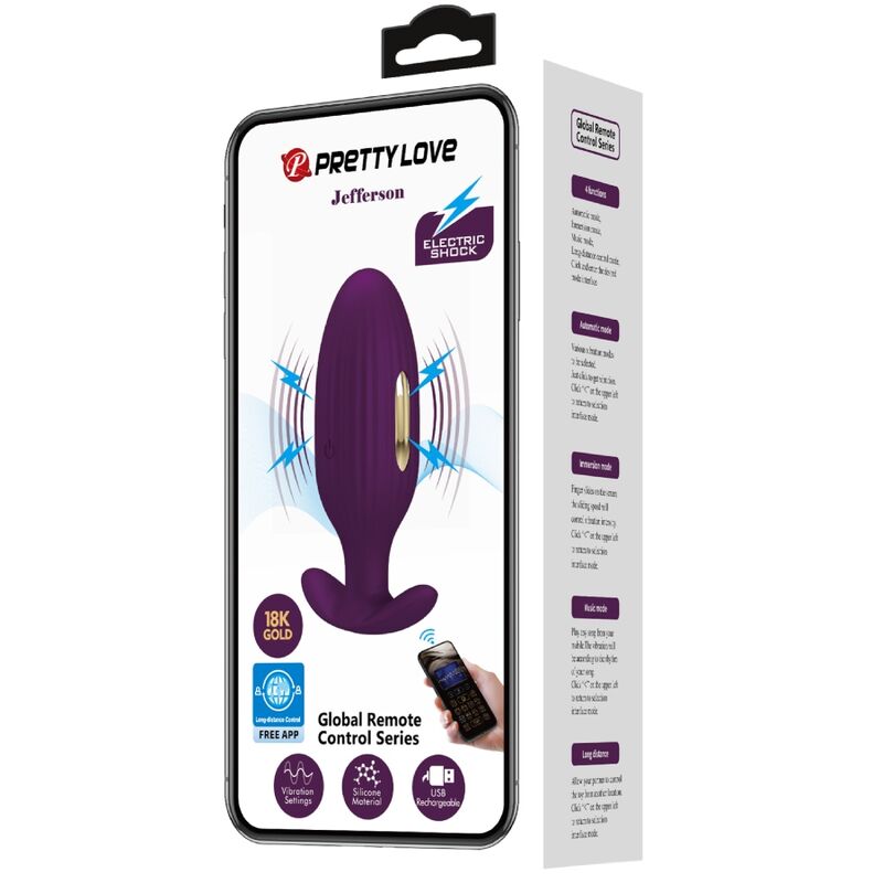 PRETTY LOVE - JEFFERSON APP CONTROLLED ANAL PLUG PURPLE - Kink&Play