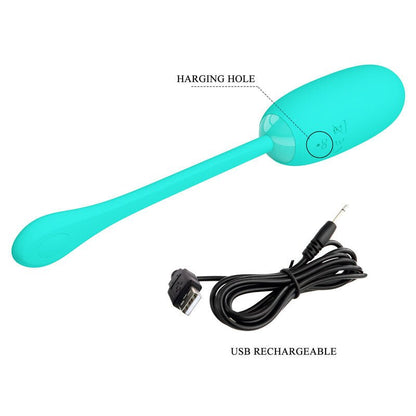 PRETTY LOVE - JULIUS WATERPROOF - RECHARGEABLE VIBRATING EGG AQUA GREEN - Kink&Play
