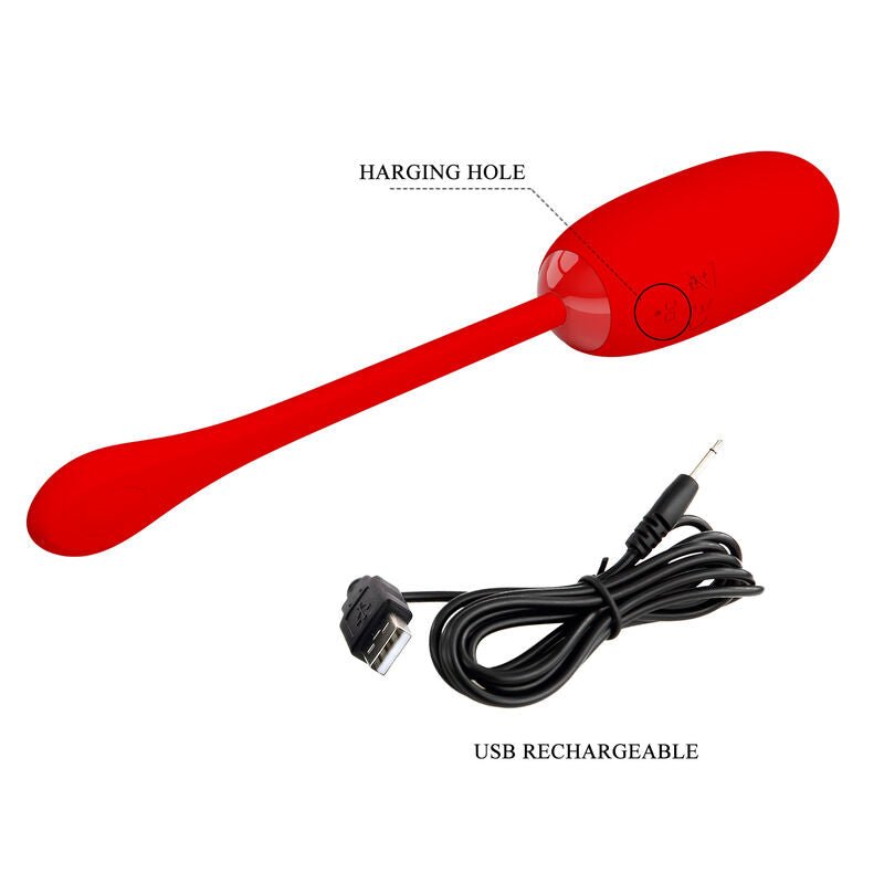 PRETTY LOVE - JULIUS WATERPROOF - RECHARGEABLE VIBRATING EGG RED - Kink&Play