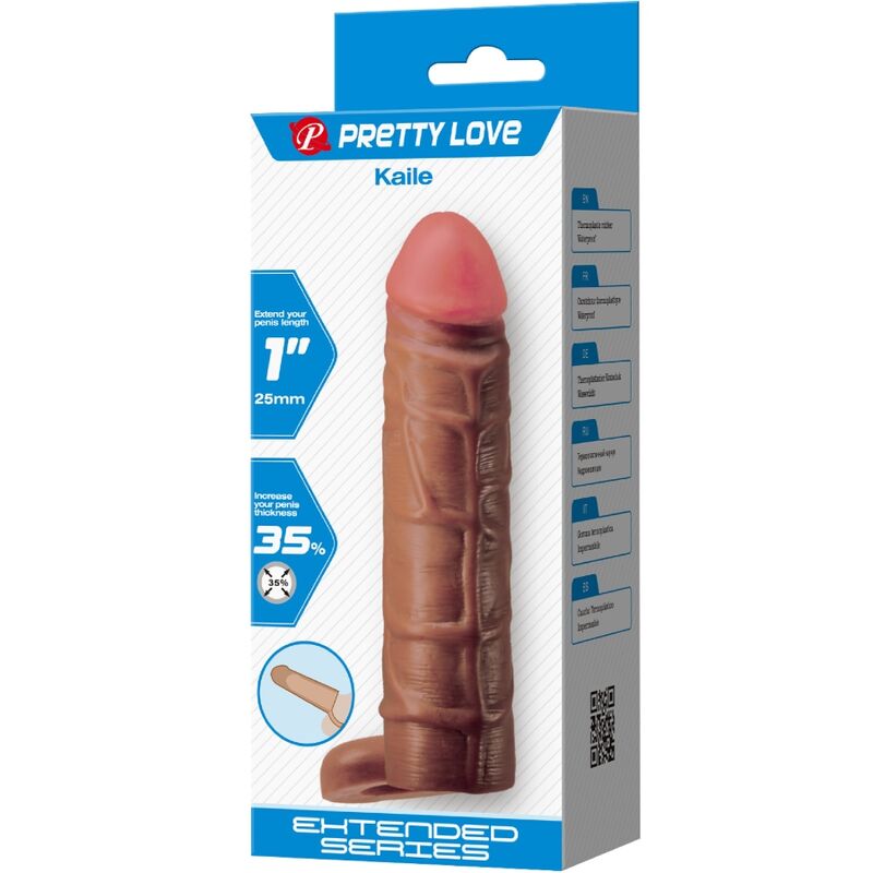 PRETTY LOVE - KAILE PENIS SLEEVE WITH 2.5 CM EXTENSION MULATTO - Kink&Play