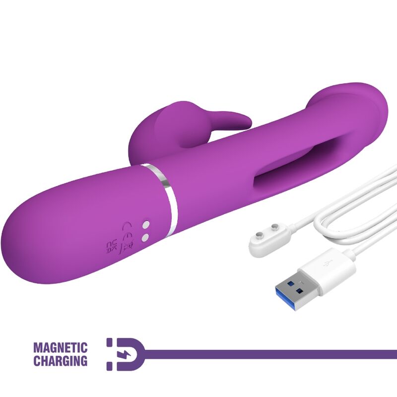 PRETTY LOVE - KAMPAS 3 IN 1 MULTIFUNCTION RABBIT VIBRATOR PURPLE - Kink&Play