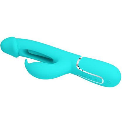 PRETTY LOVE - KAMPAS RABBIT 3 IN 1 MULTIFUNCTION VIBRATOR WITH TONGUE AQUA GREEN - Kink&Play