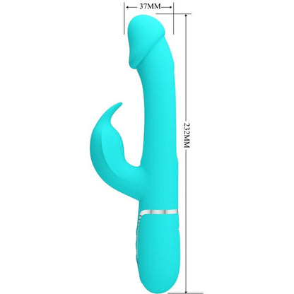 PRETTY LOVE - KAMPAS RABBIT 3 IN 1 MULTIFUNCTION VIBRATOR WITH TONGUE AQUA GREEN - Kink&Play