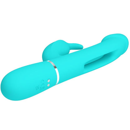 PRETTY LOVE - KAMPAS RABBIT 3 IN 1 MULTIFUNCTION VIBRATOR WITH TONGUE AQUA GREEN - Kink&Play