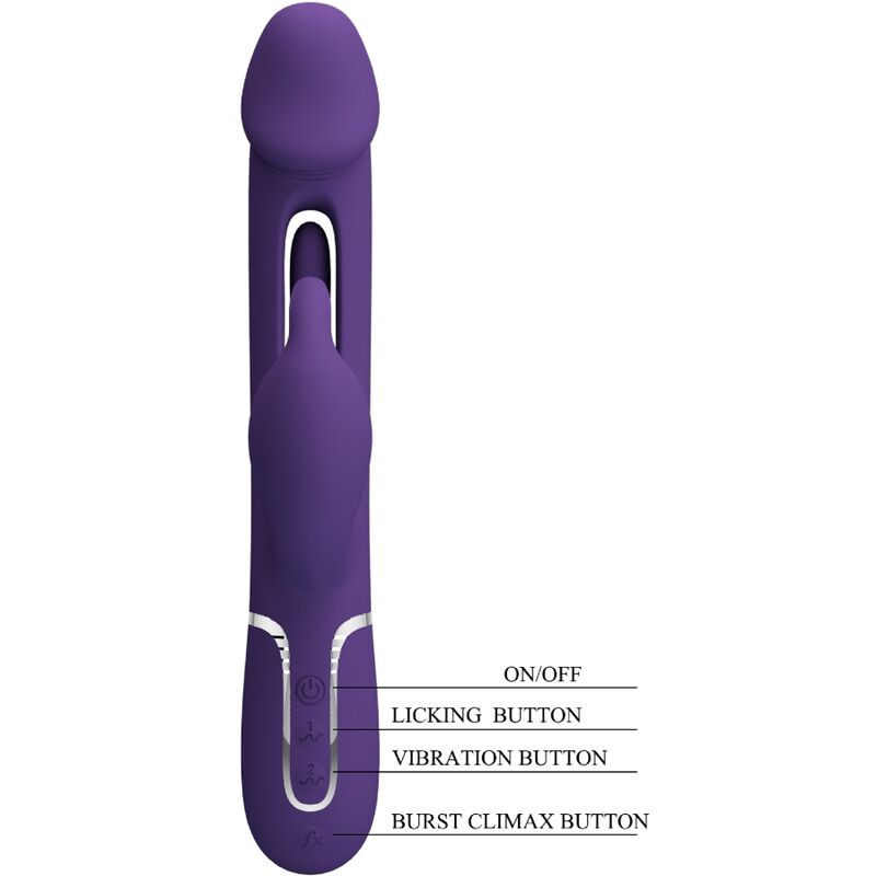 PRETTY LOVE - KAMPAS RABBIT 3 IN 1 MULTIFUNCTION VIBRATOR WITH TONGUE VIOLET - Kink&Play