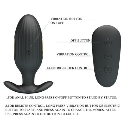 PRETTY LOVE - KELLY PLUG ANAL RECHARGEABLE VIBRATOR BLACK - Kink&Play