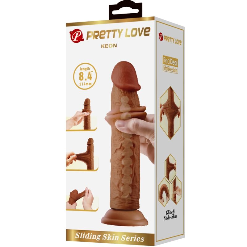 PRETTY LOVE - KEON REALISTIC DILDO 21 CM BROWN - Kink&Play
