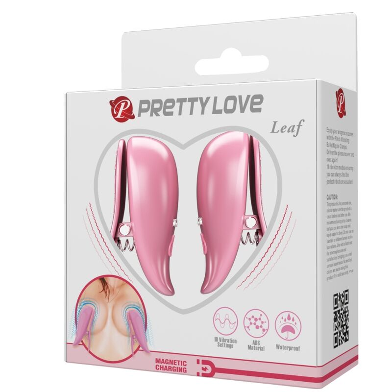 PRETTY LOVE - LEAF VIBRATING NIPPLE CLAMPS PINK - Kink&Play