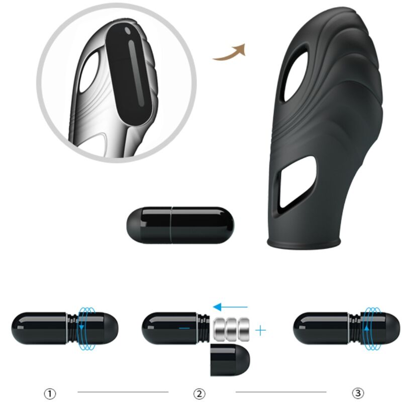 PRETTY LOVE - LICH SILICONE FINGER VIBRATOR BLACK - Kink&Play
