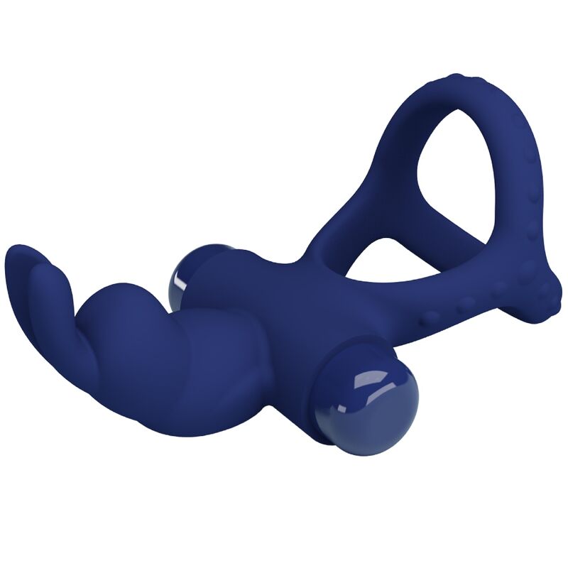 PRETTY LOVE - LUCHITO DOUBLE VIBRATING RING RABBIT BLUE - Kink&Play