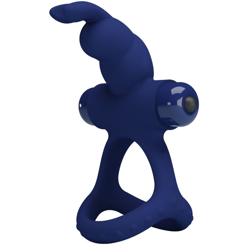 PRETTY LOVE - LUCHITO DOUBLE VIBRATING RING RABBIT BLUE - Kink&Play