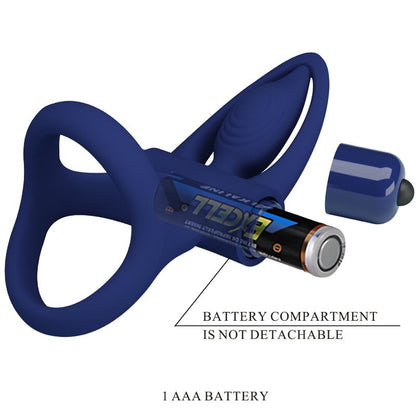 PRETTY LOVE - MAT DOUBLE RING WITH VIBRATION & STIMULATOR BLUE - Kink&Play