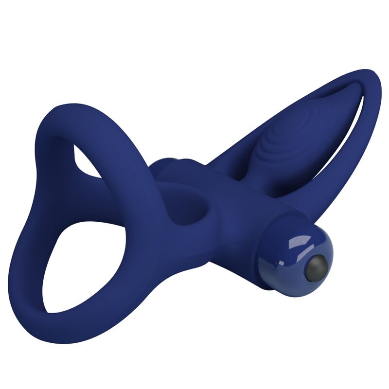 PRETTY LOVE - MAT DOUBLE RING WITH VIBRATION & STIMULATOR BLUE - Kink&Play