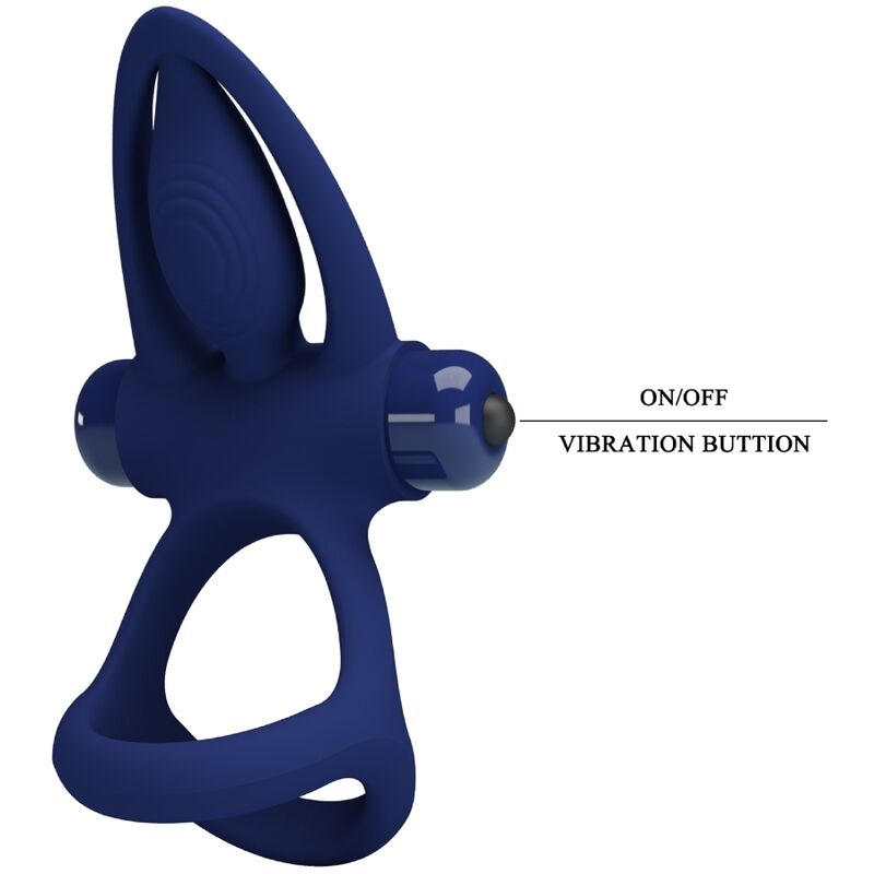 PRETTY LOVE - MAT DOUBLE RING WITH VIBRATION & STIMULATOR BLUE - Kink&Play
