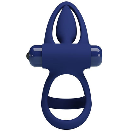 PRETTY LOVE - MAT DOUBLE RING WITH VIBRATION & STIMULATOR BLUE - Kink&Play