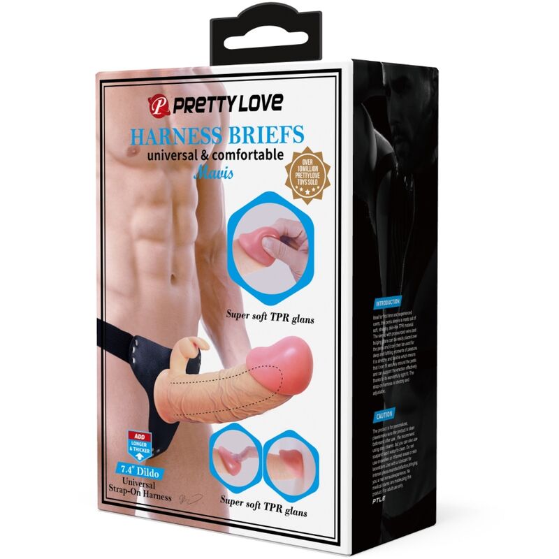 PRETTY LOVE - MAVIS HARNESS UNIVERSAL BRIEFS WITH DILDO 19 CM NATURAL - Kink&Play
