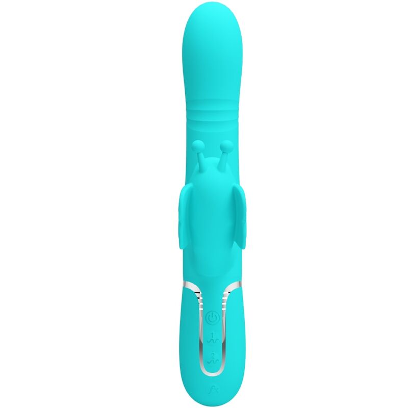 PRETTY LOVE - MULTIFUNCTION RABBIT VIBRATOR 4 IN 1 BUTTERFLY AQUA GREEN - Kink&Play