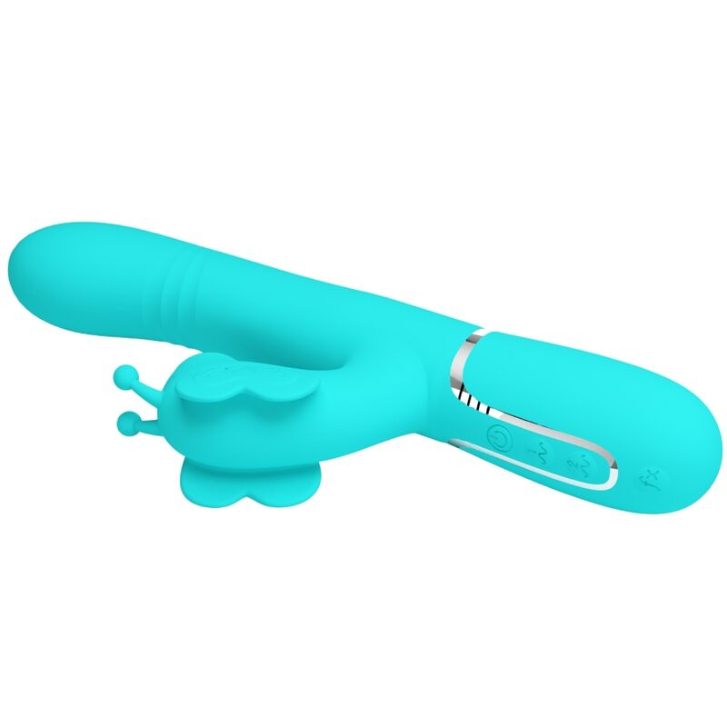 PRETTY LOVE - MULTIFUNCTION RABBIT VIBRATOR 4 IN 1 BUTTERFLY AQUA GREEN - Kink&Play