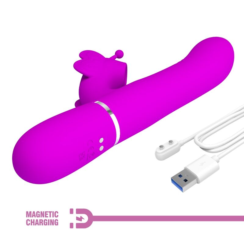 PRETTY LOVE - MULTIFUNCTION RABBIT VIBRATOR 4 IN 1 BUTTERFLY FUCHSIA - Kink&Play