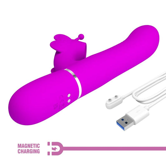 PRETTY LOVE - MULTIFUNCTION RABBIT VIBRATOR 4 IN 1 BUTTERFLY FUCHSIA - Kink&Play