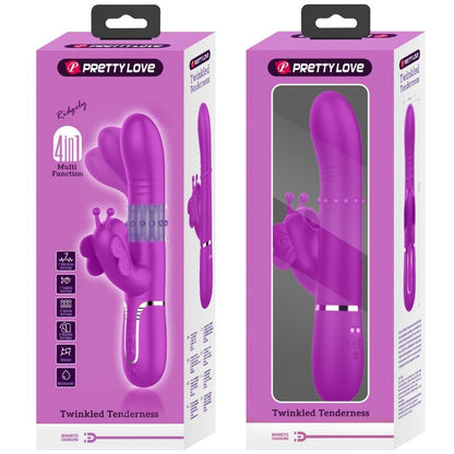 PRETTY LOVE - MULTIFUNCTION RABBIT VIBRATOR 4 IN 1 BUTTERFLY FUCHSIA - Kink&Play