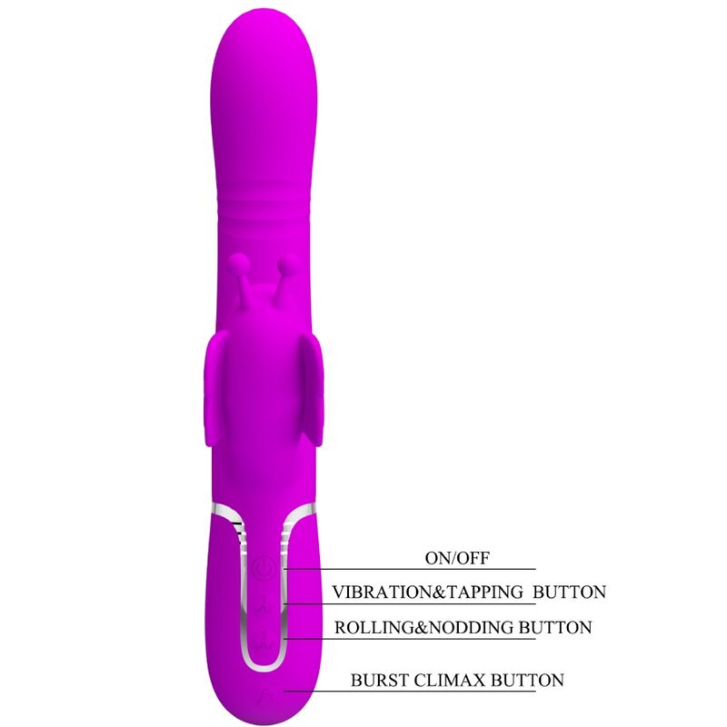 PRETTY LOVE - MULTIFUNCTION RABBIT VIBRATOR 4 IN 1 BUTTERFLY FUCHSIA - Kink&Play