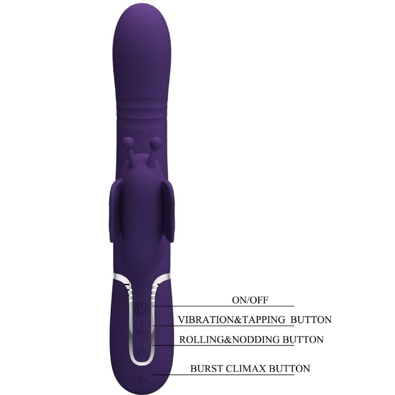 PRETTY LOVE - MULTIFUNCTION RABBIT VIBRATOR 4 IN 1 BUTTERFLY PURPLE - Kink&Play