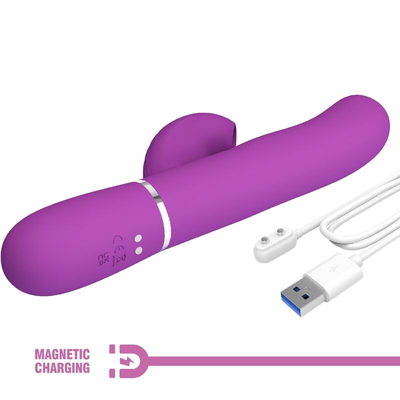 PRETTY LOVE - PERLITA 3 IN 1 MULTIFUNCTION RABBIT VIBRATOR PURPLE - Kink&Play