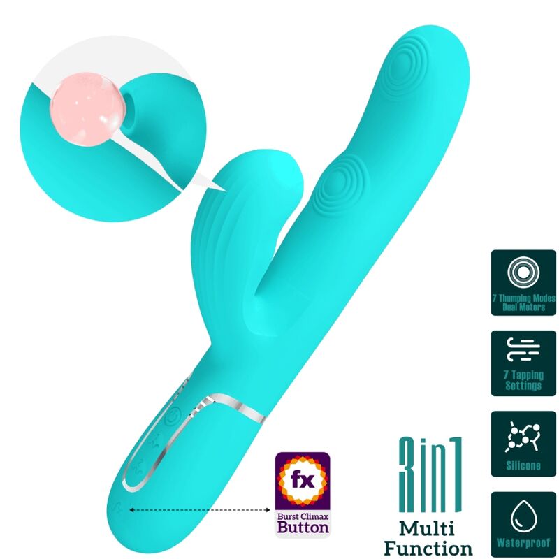 PRETTY LOVE - PERLITA MULTIFUNCTION 3 IN 1 G - SPOT VIBRATOR AQUA GREEN - Kink&Play