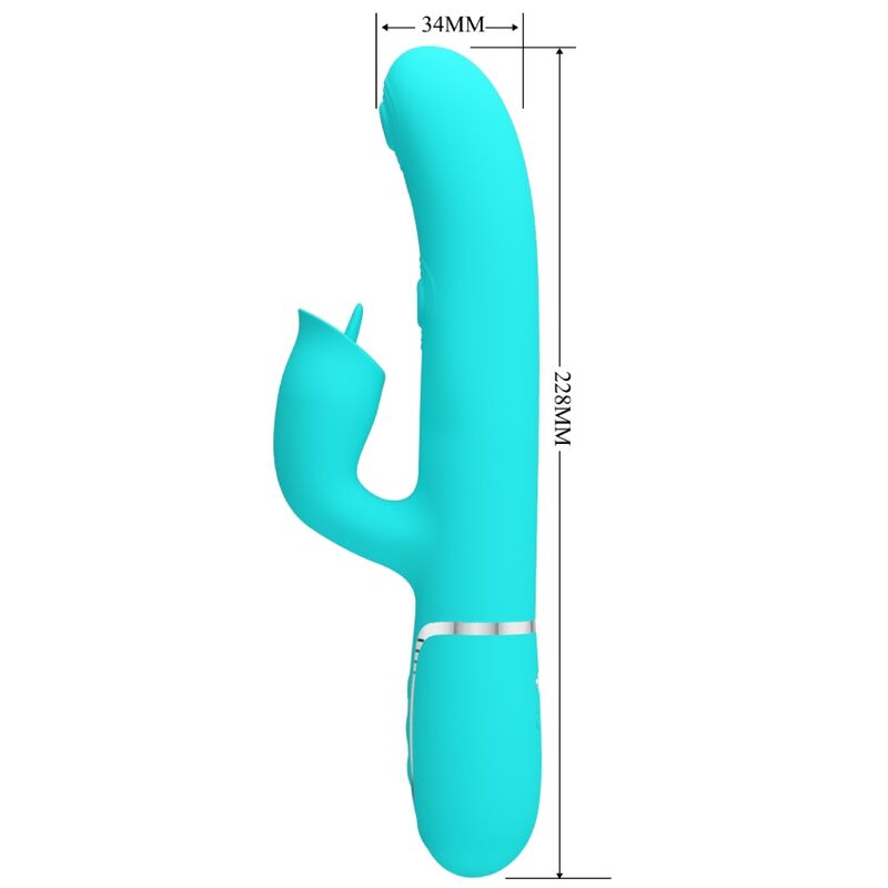PRETTY LOVE - RABBIT VIBRATOR WITH LICKING AQUA GREEN - Kink&Play