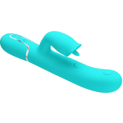 PRETTY LOVE - RABBIT VIBRATOR WITH LICKING AQUA GREEN - Kink&Play