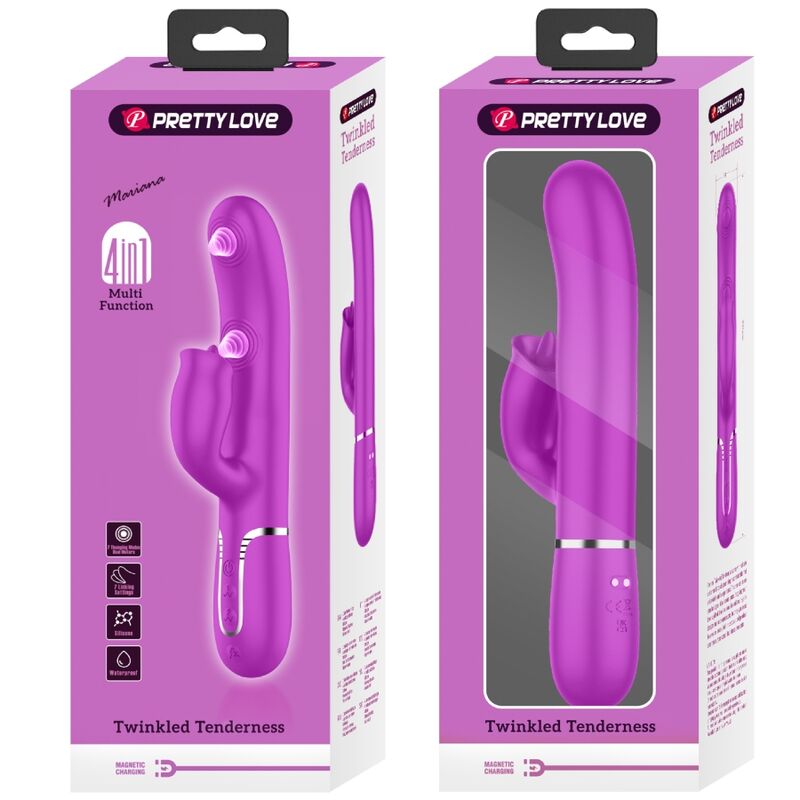 PRETTY LOVE - RABBIT VIBRATOR WITH LICKING FUCHSIA - Kink&Play