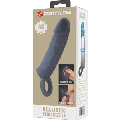 PRETTY LOVE - REALISTIC SKIN PENIS SLEEVE DARK GREY - Kink&Play