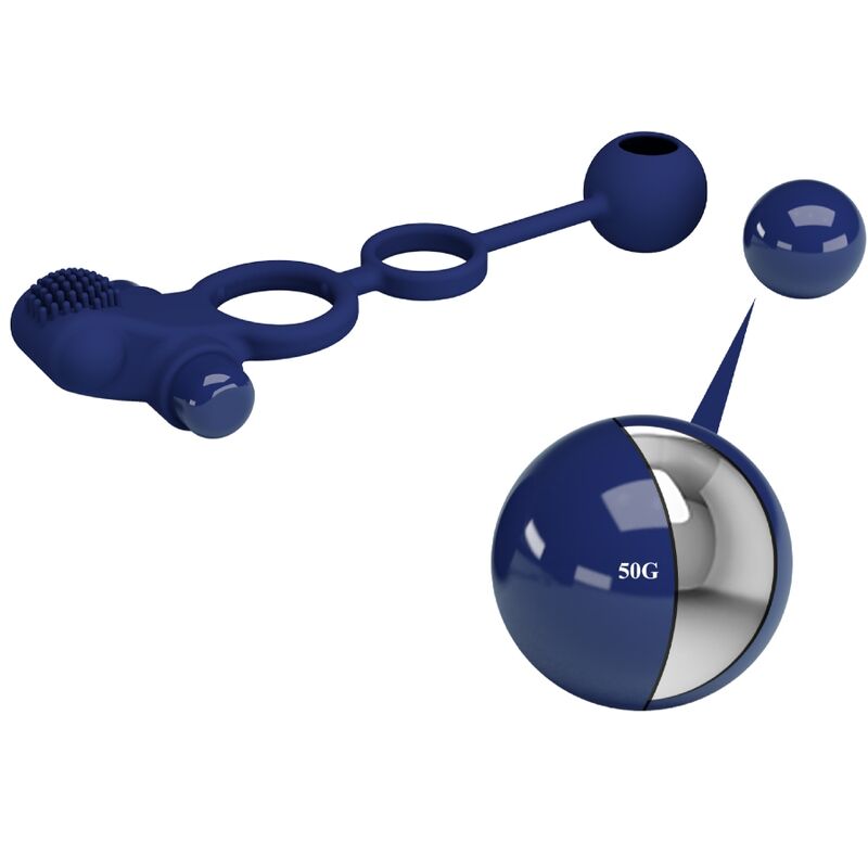 PRETTY LOVE - REMINGTON DOUBLE VIBRATING RING WITH PLUG BLUE - Kink&Play