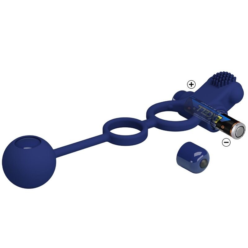 PRETTY LOVE - REMINGTON DOUBLE VIBRATING RING WITH PLUG BLUE - Kink&Play