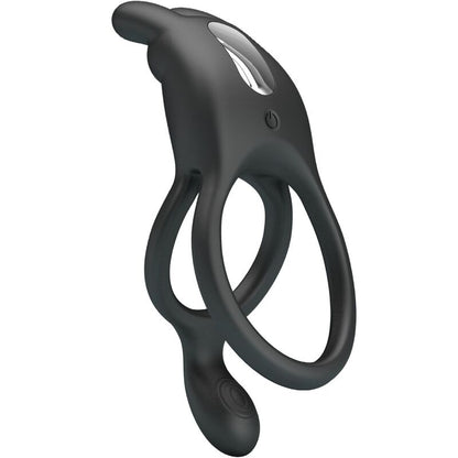 PRETTY LOVE - SETH DOUBLE VIBRATING RING RABBIT 7 VIBRATIONS BLACK - Kink&Play