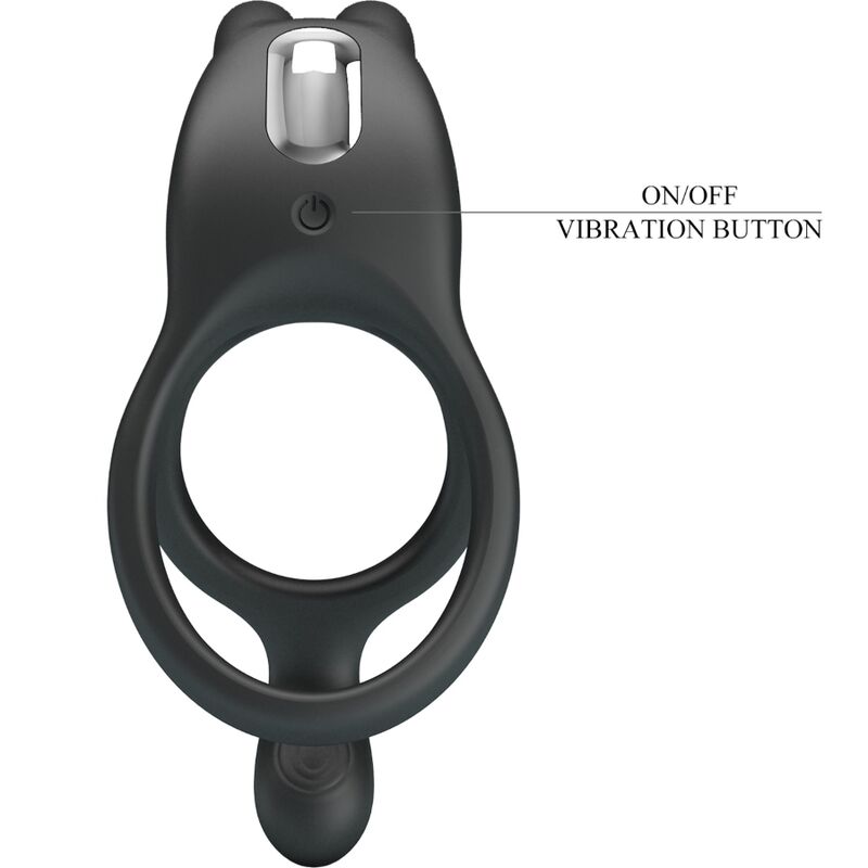 PRETTY LOVE - SETH DOUBLE VIBRATING RING RABBIT 7 VIBRATIONS BLACK - Kink&Play