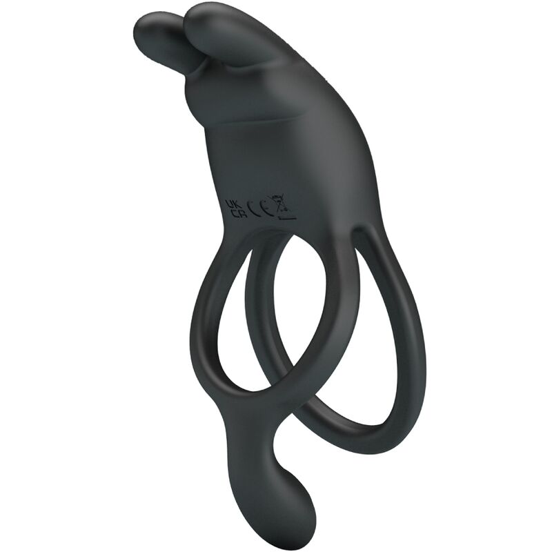 PRETTY LOVE - SETH DOUBLE VIBRATING RING RABBIT 7 VIBRATIONS BLACK - Kink&Play