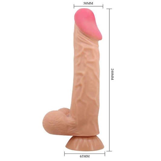 PRETTY LOVE - SLIDING SKIN SERIES REALISTIC DILDO WITH SLIDING SKIN SUCTION CUP REMOTE CONTROL FLESH 24 CM - Kink&Play