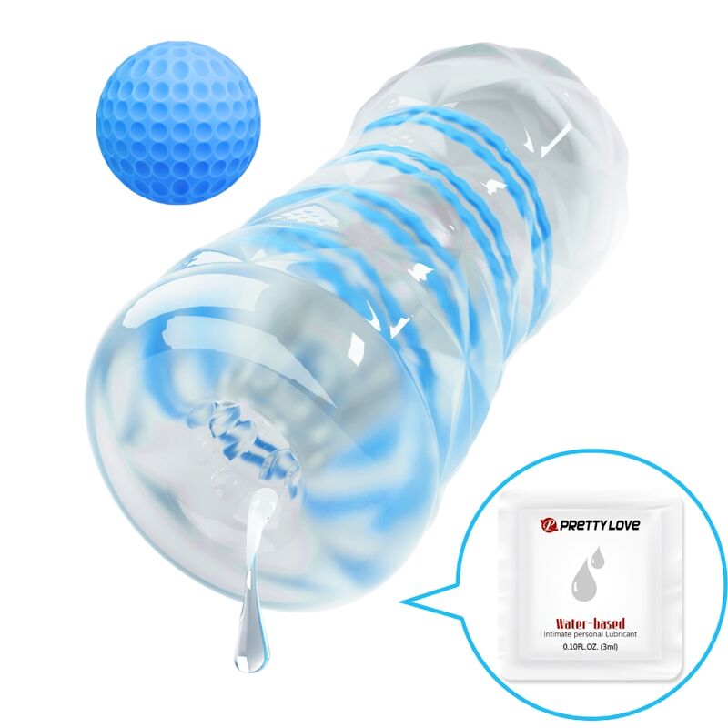 PRETTY LOVE - SMALL MASTURBATOR WITH BLUE SPIRALS - Kink&Play
