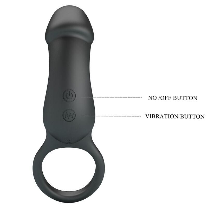 PRETTY LOVE - TRAE VIBRATING BLACK RING WITH STIMULATOR - Kink&Play